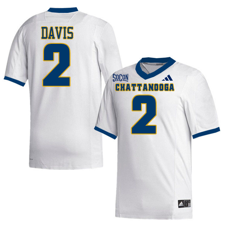 Chattanooga Mocs #2 Reggie Davis College Football Jerseys,Uniforms Stitched-White
